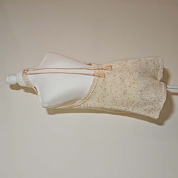 Free People FP Molly Playsuit Halter Romper Shorts Crochet Knit Cream L Backless - Picture 6 of 16